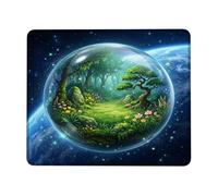 Tappetino per mouse piccolo con sfera della foresta magica | Sfera di cristallo, illustrazione botanica, sfondo spaziale, tema natura, atmosfera serena