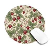 Tappetino per mouse piccolo con stampa floreale vintage fragole | Illustrazione botanica, arredamento rustico, motivo giardino vintage, stile fattoria naturale, accenti floreali