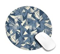 Tappetino per mouse piccolo con triangoli, linee geometriche moderne e forme nessuno blu navy rotondo in gomma antiscivolo estetico tappetino per mouse da scrivania idea per casa, ufficio, scrivania