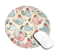 Tappetino per mouse piccolo con uccello, giocoso fantasioso fiore fragola primavera pesca rotondo gomma lavabile bordo cucito tappetino per mouse tappetino per mouse accessori da scrivania per
