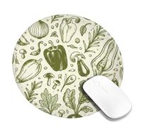 Tappetino per mouse piccolo, con verdure, erbe naturali rustiche, funghi, raccolto verde, rotondo, in gomma, antiscivolo, portatile, da viaggio, accessorio da scrivania per computer da gioco, laptop