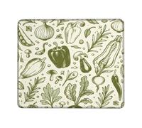 Tappetino per mouse piccolo con verdure, rustico, erbe naturali, funghi, raccolto, verde, quadrato, in gomma liscia, estetico, accessori da scrivania per computer da gioco, computer portatile