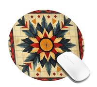 Tappetino per mouse piccolo e rotondo per viaggi, lavoro, computer wireless, laptop, ufficio, giochi, scrivania, accessori - Southwest Native Aztec Navajo Retro