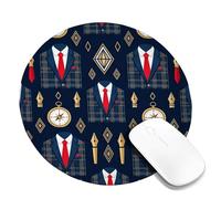 Tappetino per mouse piccolo, formale, classico, con bussola, senza penna, rotondo, in gomma, lavabile, con bordo cucito, decorazione per ufficio, casa, dormitorio, laptop, rotondo, 20,3 x 20,3 cm