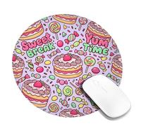 Tappetino per mouse piccolo, giocoso colorato Candy lecca-lecca estivo pesca rotondo gomma antiscivolo bordo cucito panno tappetino per mouse decorazione scrivania per ufficio, casa, dormitorio