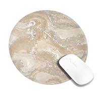Tappetino per mouse, piccolo, in marmo, moderno, elegante, con vortice lucido, nessuno beige, rotondo, in gomma, antiscivolo, portatile, decorativo, per casa, ufficio, lavoro, scrivania da gioco
