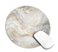Tappetino per mouse piccolo in marmo, moderno, elegante, oro, grigio, nessuno, oro, rotondo, in gomma, lavabile, portatile, da viaggio, accessorio per ufficio, casa, computer, laptop, rotondo, 20,3 x