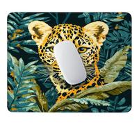 Tappetino per Mouse Piccolo Leopardo nella giungla 29 x 24 cm q-139 | Base Gomma Morbida Antiscivolo, Tessuto Poliestere, Asciugatura Veloce, per Scrivanie Legno e Vetro, Viaggi Lavorativi