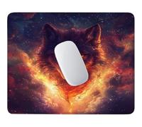 Tappetino per Mouse Piccolo Lupo sotto il cielo stellato 24 x 20 cm q-541 | Base Gomma Morbida Antiscivolo, Tessuto Poliestere, Asciugatura Veloce, per Scrivanie Legno e Vetro, Viaggi Lavorativi