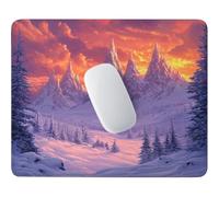 Tappetino per Mouse Piccolo Monte innevato d'inverno 29 x 24 cm q-903 | Base Gomma Morbida Antiscivolo, Tessuto Poliestere, Asciugatura Veloce, per Scrivanie Legno e Vetro, Viaggi Lavorativi