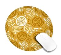 Tappetino per mouse, piccolo, motivo a spirale, astratto, moderno, con cerchio, nessuno giallo, rotondo, in gomma, antiscivolo, idea per casa, ufficio, scrivania, laptop, gamer, regalo, rotondo, 20,3