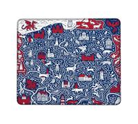 Tappetino per mouse piccolo, motivo artistico, illustrativo, draghi, case, nessuno, quadrato, rosso, in gomma, liscio, portatile, da viaggio, accessori per ufficio, casa, computer, laptop, 20,3 x 25,4