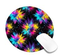 Tappetino per mouse, piccolo, motivo astratto, moderno, con schizzi di colore, nessuno blu, rotondo, in gomma, lavabile, estetico, decorativo, per ufficio, casa, dormitorio, laptop, rotondo, 20,3 x