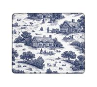 Tappetino per mouse piccolo, motivo cottage rustico, con pecore di campagna, nessuno blu navy, quadrato, in gomma, antiscivolo, estetico, accessori per ufficio, casa, computer, laptop, quadrato, 20,3