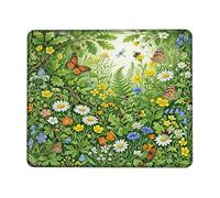 Tappetino per mouse piccolo, motivo farfalla, primavera, natura, fiore, ape, primavera, verde, quadrato, in gomma liscia, estetico, tappetino per mouse da scrivania, idea regalo per casa, ufficio