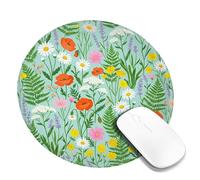 Tappetino per mouse piccolo, motivo floreale con crisantemo, lavanda, verde primavera, rotondo, in gomma, antiscivolo, portatile, mini tappetino per il mouse, decorazione per casa, ufficio, lavoro