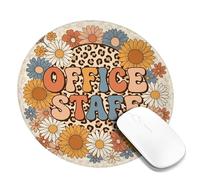 Tappetino per mouse, piccolo, motivo girasole, retrò, bohémien, crisantemo, leopardo, primaverile, giallo, rotondo, in gomma, liscio, estetico, decorativo, per casa, ufficio, lavoro, scrivania da
