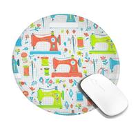 Tappetino per mouse piccolo per macchina da cucire, con bobina artistica rossa rotonda in gomma liscia, portatile, idea per casa, ufficio, scrivania, laptop, gamer, regalo, rotondo, 20,3 x 20,3 cm