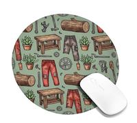 Tappetino per mouse piccolo, stile rustico, industriale, in legno, nessuno verde, rotondo, in gomma, liscio, portatile, da viaggio, idea regalo per casa, ufficio, scrivania, laptop, gamer, regalo