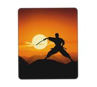 Tappetino per mouse piccolo Sun Karate Silhouette 8,3 x 10,3 pollici, tappetino per mouse da gioco ultra liscio, base in gomma antiscivolo portatile, tappetino per mouse impermeabile per scrivania,