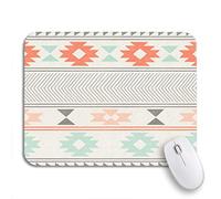 Tappetino per Mouse Pink Aztec Ikat Pattern On Geometric Tribal Beige Tappetino Mouse Pad Antipolvere Base Antiscivolo in Gomma Tappetino Mouse, per Casa, Scrivania, 25 x 30cm