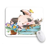 Tappetino per Mouse Pink Baby Cute Animal Cartoon Watercolor Animal Farm Garden Tappetino per Il Mouse Antiscivolo Antipolvere Tappetino Mouse, per Gioco, Laptop, 25 x 30cm