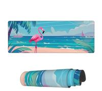 Tappetino per Mouse Pink Flamingo Cartoon Beach Tappetino Mouse Grande Facile da Pulire Mousepad Forma Rettangolare, per Gaming Mouse, Casa, Ufficio, 80x30cm