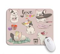 Tappetino Per Mouse Pink French Little Cute Bulldogs Dog Animal Doggy Girl Tappetino Per Il Mouse Antiscivolo Confortevole Tappetini Mouse, Per Computer, Gaming Mouse, 25 x 30cm