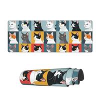 Tappetino per Mouse Plaid Cats White And Black Tappetino per Il Mouse Antiscivolo Base Antiscivolo in Gomma Mousepad Forma Rettangolare, per Gaming Mouse, Casa, Ufficio, 80x30cm