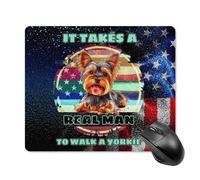 Tappetino per mouse portatile con bandiera americana e motivo Yorkshire Terrier, base antiscivolo, per computer, laptop, ufficio, casa