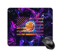 Tappetino per mouse portatile con base antiscivolo e bandiera americana a tema basket, per computer, laptop, ufficio, casa e viaggi