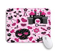 Tappetino per Mouse Princess Cute Girlish Black And Red On Pink Tappetini Mouse Impermeabile Antipolvere Mousepad Forma Rettangolare, per Gaming Mouse, Computer, 25 x 30cm