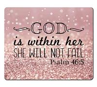 Tappetino per Mouse Psalm 46:5 God Is Within Her,She Will Not Fall- Bible Verse 25X30Cm Lavabile Tappetino Mouse Piccolo Portatile Mousemat per Casa Computer