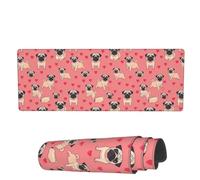 Tappetino per Mouse Pug with Cute Heart Cartoon Tappetino Mouse Grande Base Antiscivolo in Gomma Sottomano, per Computer, Gaming Mouse, Scrivania, 80x30cm