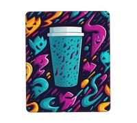 Tappetino per mouse quadrato antiscivolo con stampa di tazza anni '90 carino tappetino per mouse per computer per ufficio casa