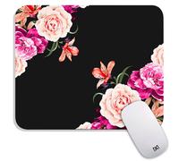 Tappetino per mouse quadrato Armanza con grazioso fiore di peonia, personalizzato, con texture premium, design lavabile, in tessuto di lycra, bas