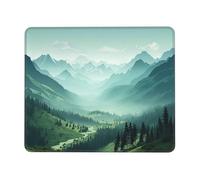 Tappetino per mouse quadrato, bellissimo paesaggio di montagna verde, con base in gomma, tappetino per mouse senza fili, antiscivolo, per laptop, accessori da scrivania, tappetino per mouse da gioco