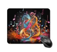 Tappetino per mouse quadrato colorato con note musicali, ultra sottile, superficie liscia e base in gomma antiscivolo, impermeabile, confortevole, per computer portatili, 20 x 25 cm