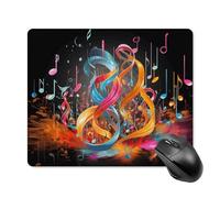 Tappetino per mouse quadrato colorato con note musicali, ultra sottile, superficie liscia e base in gomma antiscivolo, impermeabile, confortevole, per computer portatili, 18 x 22 cm