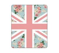 Tappetino per mouse quadrato con bandiera Union Jack e rose inglesi, design con bordo cucito, 10 e 12 pollici