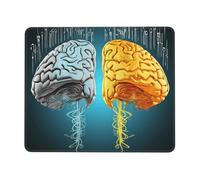 Tappetino per mouse quadrato con base in gomma antiscivolo, 17,8 x 21,8 cm, con bordo cucito, funzioni cerebrali sinistro e destro, tappetino per mouse wireless per computer, laptop, casa, ufficio