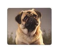 Tappetino per mouse quadrato con base in gomma antiscivolo, 17,8 x 21,8 cm, con bordo cucito, simpatico carlino, tappetino per mouse da gioco, per computer, laptop, casa, ufficio