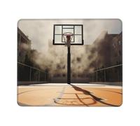 Tappetino per mouse quadrato con base in gomma antiscivolo, 17,8 x 21,8 cm, con bordo cucito, stupefacente campo da basket, tappetino per mouse senza fili, per computer portatile, casa, ufficio