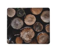 Tappetino per mouse quadrato con base in gomma antiscivolo, 17,8 x 21,8 cm, con bordo cucito, tronchi di legno marrone e nero, tappetino per mouse wireless per computer, laptop, casa, ufficio