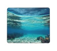 Tappetino per mouse quadrato con base in gomma antiscivolo, 17,8 x 21,8 cm, con bordo cucito, vista subacquea di spiaggia tropicale, tappetino per mouse da gioco, per computer portatile, casa, ufficio