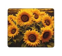 Tappetino per mouse quadrato con base in gomma antiscivolo, 20,1 x 24,1 cm, con bordo cucito, girasoli, tappetino per mouse wireless per computer, laptop, casa, ufficio