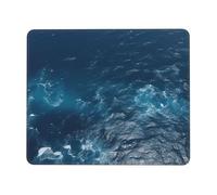 Tappetino per mouse quadrato con base in gomma antiscivolo, 21,1 x 26,2 cm, con bordo cucito, motivo: mare visto dall'alto, tappetino per mouse wireless per computer portatile, casa, ufficio