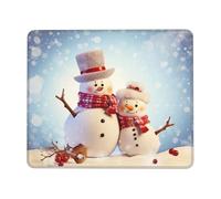 Tappetino per mouse quadrato con base in gomma antiscivolo, 21,1 x 26,2 cm, con bordo cucito, simpatico pupazzo di neve, tappetino per mouse wireless per computer, laptop, casa, ufficio, scrivania