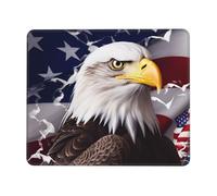 Tappetino per mouse quadrato con base in gomma antiscivolo, 21,1 x 26,2 cm, tappetino per mouse con bordo cucito, bandiera americana, aquila calva, tappetino per mouse wireless per computer, laptop