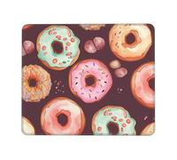 Tappetino per mouse quadrato con base in gomma antiscivolo, 25,4 x 30,5 cm, con bordo cucito, graziose ciambelle, tappetino per mouse wireless per computer, laptop, casa, ufficio